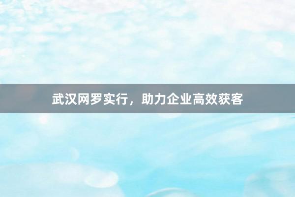武汉网罗实行，助力企业高效获客
